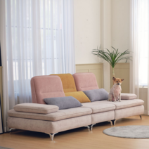 라라홈 셀린 스윙쇼파 4인용 코너형 패브릭 이지클린 조야원단 무빙 투톤, 셀린4인용(일자형)_스툴포함