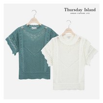 [국내정식매장] 써스데이아일랜드 티셔츠 [Thursday Island] 여성 프릴 디테일 스카시 풀오버(T214MSW231W)