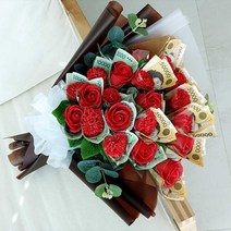 러블리팜 조화 믹스20 돈꽃다발, 레드, 20개