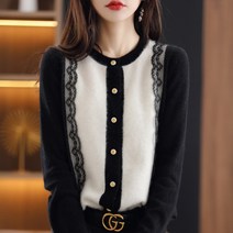 봄 니트 가디건 여고 100 순모 배색 스웨터 코트 프렌치 쁘띠 향기 캐시미어 상의