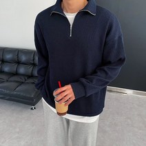 독보남 남녀공용 오버핏 골지 반집업 니트 아노락 맨투맨[빅사이즈95~115] 5293