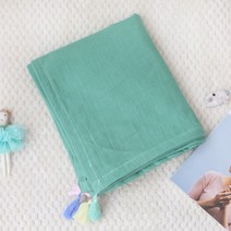 보떼하우스 퓨어 거즈 태슬 홑이불, 라이트그린 (2중거즈)