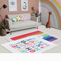 아기방매트 유아 거실 키즈카페트 러그 겨울극세사 아이방 무지개
