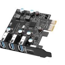호환 윈도우 7/8/10/XP/서버 2008 확장 컨트롤러 카드 PCI-E to C타입 3 x USB 3.0 포트 익스텐션 5Gbps