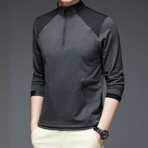 KAQIA 패션 반집업 긴팔 남성 봄가을 캐주얼 긴팔 티셔츠 tm2168