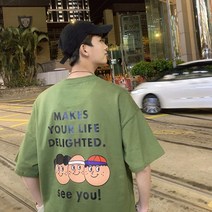 가바바 남성 반팔티 MAKES YOUR LIFE DELIGHTED SEE YOU 포인트 오버핏 라운드 반팔티 G31960