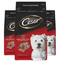 시저 어덜트 소 애견용 연어맛이 곁들여진 최상급 쇠고기 사료, 6개, 1kg