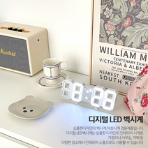 LED 탁상 벽걸이 알람 디지털 벽시계 시계 무소음 온도계, 무소음칼라LED벽걸이시계-블루