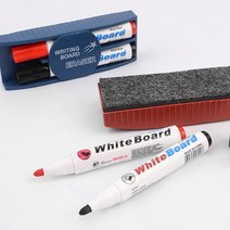 화이트 보드 마커 지우개 일체형 케이스 세트 자석 부착 보관 편리한 수납 마커펜 검정 빨강 마카펜 지우개세트 화이트보드 꾸미기 학교 학원 가정용 칠판 도구