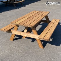 착한테이블 대량납품 천연 원목 4인용 8인용 방부목 일체형 야외 테이블 세트 파라솔 별매, 8인방부목 도토리 도색