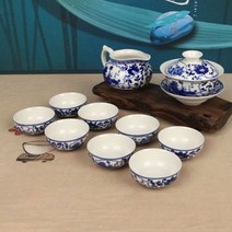 중국다기 청화백자 당초문 개완 개합 다기세트-72394EA, 아로미C  본상품선택