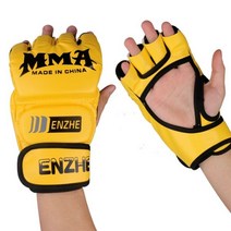 mma글러브 새로운 브랜드 반 손가락 권투 장갑 MMA 무에타이 훈련 선수 싸움 킥복싱 스포츠 장비 PU 가죽 손 지원, YELLOW, L