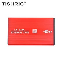 TISHRIC-외장 HD 케이스 2.5 HDD SSD 하드 드라이브 박스 인클로저 SATA to USB 3.0 2.0 디스크 어댑터 최대 6Gbps 10 테라바이트, usb2.0 Red
