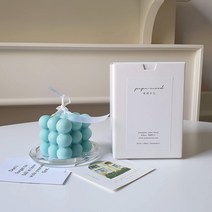 파스텔 큐브 캔들 (에메랄드) + 캔들받침 세트 (상자포장) 봉봉 오브제, 에메랄드(우드세이지&씨솔트향)