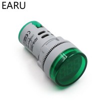 분광계 광도계 적외선 DIY 미니 디지털 전압계 22mm 원형 AC 12-500V 볼트 전압 테스터 미터 모니터 전원 LED 표시기 파일럿 램프 표시 등, New Green Voltmeter