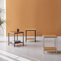 [퍼니츠] 코티 2단 수납 거실 사이드테이블 미니 소형탁자 3colors, 블랙내츄럴