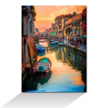 DIY 3D 보석십자수 세트 캔버스형 비즈 큐빅 풍경 명화 구슬, 30X40 해질녘 베네치아