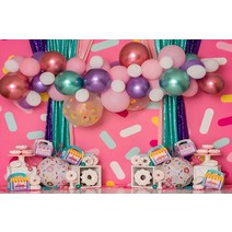 Laeacco아이스크림 롤리팝 풍선 벽 생일 사진 배경 어린이 신생아 베이비 샤워 초상화, Polyester 150x100cm+NSW10655