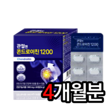 관절엔 콘드로이친 1200 60정 소연골 효능 가루 효능 추천 식약처인증 무릎 연골 건강 연골 관절 허리 발목 손목 영양제 뼈시림 알약케이스 증정, 4개