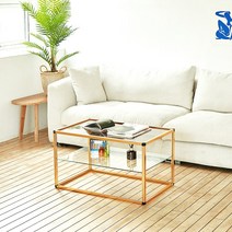 코쿤 460 골드프레임 조립식 테이블 쇼파테이블 알루미늄프레임 강화유리선반, 투명