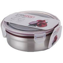 락 깔끔 반찬통 700ml 원형 밀폐용기 냉장고정리 스텐 다용도용기 김치통 밑 스틸찬통 뚜-735056NH, 요모조모쿠 본상품선택