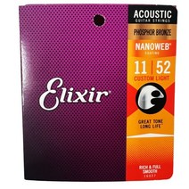 엘릭서 기타줄 나노웹 포스포브론즈 커스텀 라이트 16027 Elixir 통기타 스트링 (011-052)