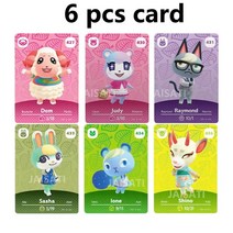 닌텐도 호환 NS 스위치 애니멀 크로싱 뉴 호리즌 시리즈 5 아미보 카드 게임 리프 ACNH Amxxbo 사샤 48 개, 09 6 pcs