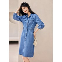 데님 원피스 여초추 기품 우아해 보이는 슬림핏 터틀넥 긴팔 스커트