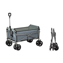 캠핑 웨건 접이식 카트 대형 경량 캠핑 왜건 수레 캐리어 5인치, 브레이크-그레이