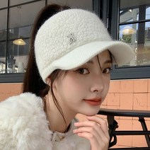 여성골프모자 따뜻한 뽀글이 니트썬캡 겨울골프모자, 블랙