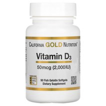 캘리포니아 골드 뉴트리션 California Gold Nutrition 비타민D3 50mcg(2000IU) 소프트캡슐 90개입/360개입 1병, 360개, 2000IU