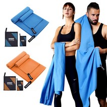 히포 프리미엄 스포츠 건식 극세사 타올 헬스 운동 수건 타월, 대형(152x72cm), 블루