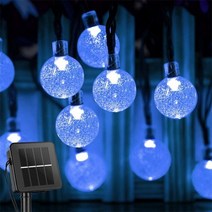 태양열 스트링 라이트 야외 100 Led 크리스탈 글로브 조명 방수 꽃줄 패어리 정원 크리스마스 파티 장식, Blue_7M 50LEDS