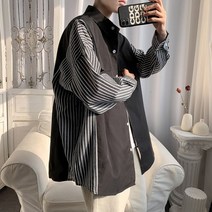 반반셔츠 댄디 간절기 트렌디 남방 남성 특이한 언밸런스