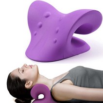 목 어깨 들것 릴랙서 경부 척추 교정 지압 요법 견인 치 베개 통증 완화 경부 척추 정렬 선물, 05 Purple