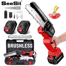 전동 드릴 SEESII 브러시리스 전기톱 무선 미니 배터리 포함 1500W 휴대용 가지치, 2.With 1battery 40Ah  EU