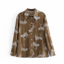 코디하기 좋은 데일리 코디룩 단정하고 세련된 블라우스 셔츠 Evfer Chic Lady 애니멀 프린트 MG 가을 브