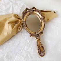 명품손거울 공주 파티 귀여운 크리에이티브 빈티지 핸드 거울 메이크업 화장대 휴대용 화장품 손잡이 포함, 02 금, [02] 금