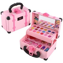 키즈 메이크업 화장품 게임 박스 공주 소녀 장난감 플레이 세트 립스틱 아이섀도우 세트 크리스마스 선물, 01 pink