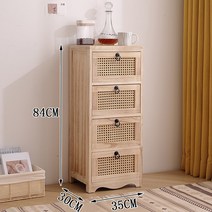 안방수납장 옷수납장 슬라이딩 이불수납장 긴 목가적 인 복고풍 통나무 침대 옆 테이블 단단한 나무 등나무 서랍 형 보관함 작은 캐비닛 간단한 침실 사이드, A.1, G.LZ013-4 통나무(검은색 손잡이)