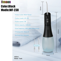 구강 세정기 세척기 구강 irrigator waterpick water flosser 연락처 usb 클리너 치과 nquipment nightgar 휴대용 방수 치아 치아 세척기, 238-블랙