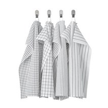 IK890 이케아 RINNIG 린니그 행주 화이트 다크그레이 패턴 4 개 묶음 45x60 cm, IK890행주4개세트