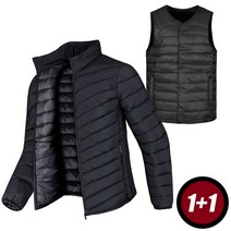 1+1 남자 비건 웰론 패딩 초경량 오리털 조끼 점퍼 덕다운 남성 조끼 세트