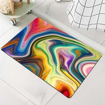 정품 욕실 매트 러그-원형 기하학 패턴 고무 미끄럼 방지 빠른 건조 슈퍼 흡수성 얇은 러그 문 아래에 적합 세탁 가능한 바닥 - 욕조 샤워실 싱크대 앞 샤워, Golden Rubber Fluid