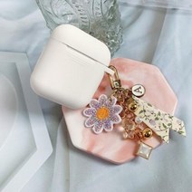 아트박스/링가 핑크보라 플라워 이니셜 키링 - 에어팟키링 버즈키링, C