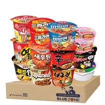 블루존 매운 용기 컵라면 12종(신라면+짜파게티+새우탕+튀김우동+얼큰너구리+육개장사발+진라면매운+열라면+삼양라면매운+불닭+까르보불닭+팔도비빔면), 1세트