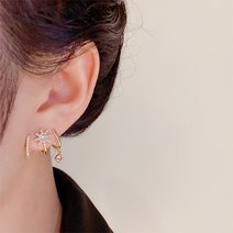 CRJOY 지르코늄 귀걸이형 귀 구멍 없는 귀걸이 S925 실버 침 클립 귀걸이 2개