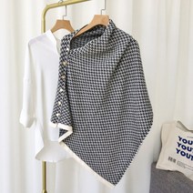 여성 숄 케이프 니트 망토 여자 머플러 어깨 가디건 판초 패션 클래식 가을 숄 검정 체크