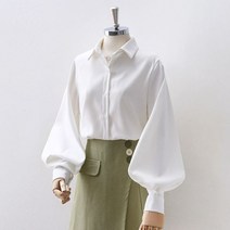 톰보이 블라우스 구김없는 소라색 셔츠 자켓형 하이넥 면접 레이스 목폴라 코튼 목프릴 수입