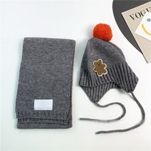 도오빠 루아세트 아동 모자 목도리 니트 넥워머 비니 방울 패치 키즈 어린이